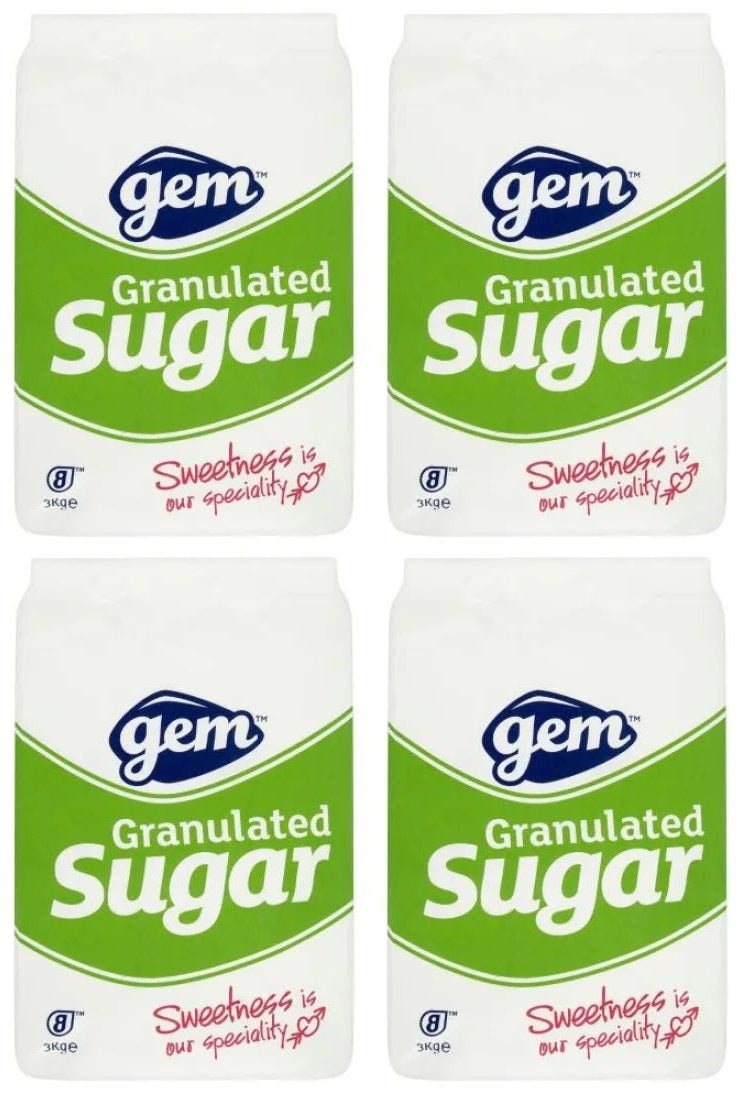 4 x Gem Granulated Sugar 3Kg