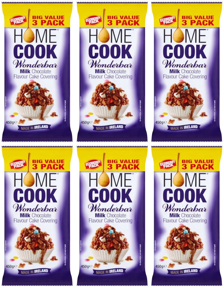 6 x Homecook Wonderbar Milk Chocolate Flavour Cake Covering 450G Big Value 3 Pack