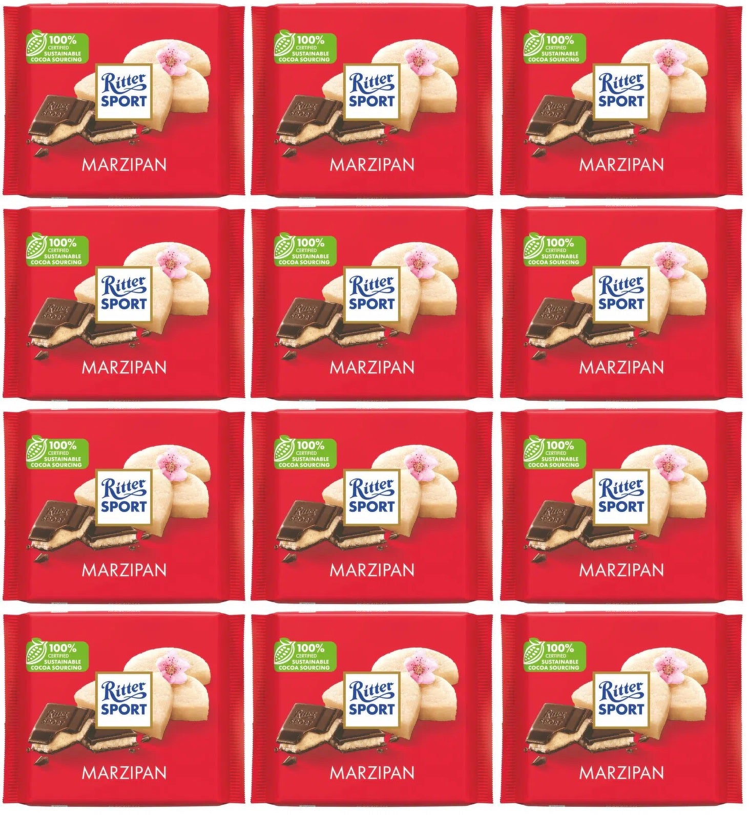 12 x Ritter Sport Colourful Variety Marzipan 100G
