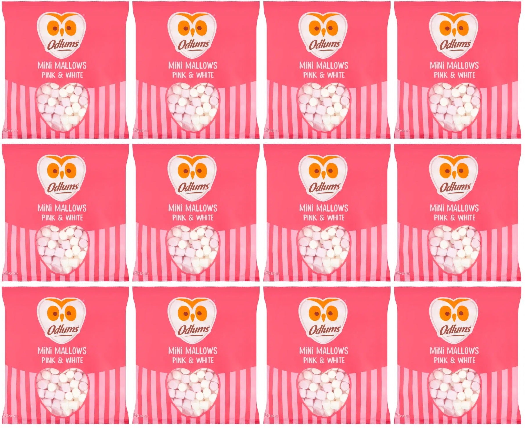 12 x Odlums Mini Mallows Pink & White 125G