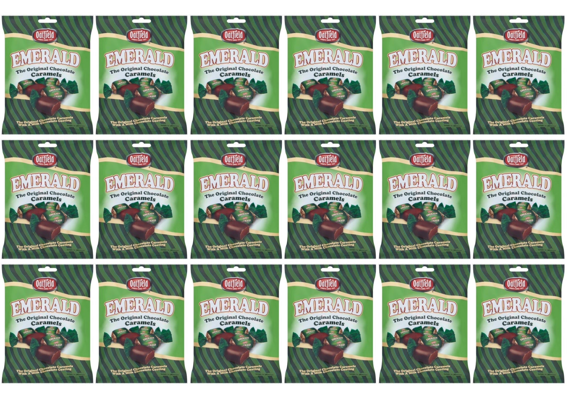 18 x Oatfield Emerald The Original Chocolate Caramels 135G