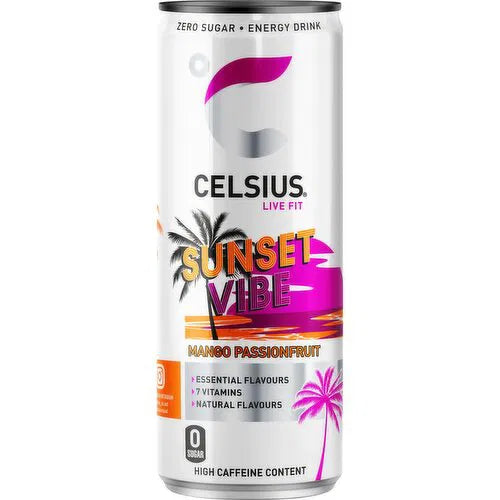 12 x Celsius Sunset Vibe Energy Drink 355Ml
