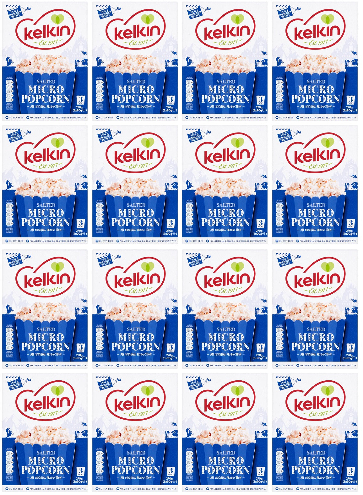 16 x Kelkin Salted Micro Popcorn 3 X 90G (270G)