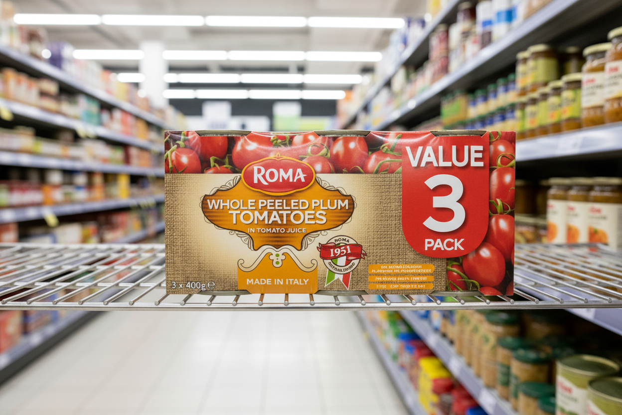 8 x Roma Whole Peeled Tomato 3pk - 3X400G