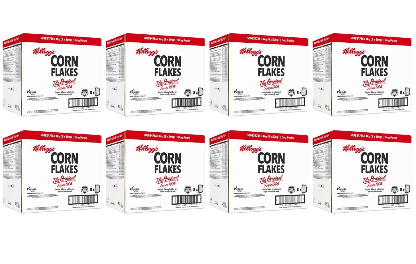 8 x Kellogg's Corn Flakes Cereal Bag Pack 8 X 500G (4Kg)