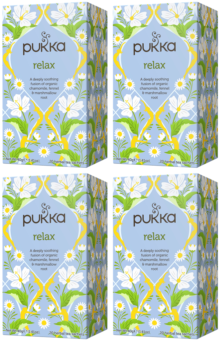 4 x Pukka Organic Relax Herbal Tea With Chamomile 20 S