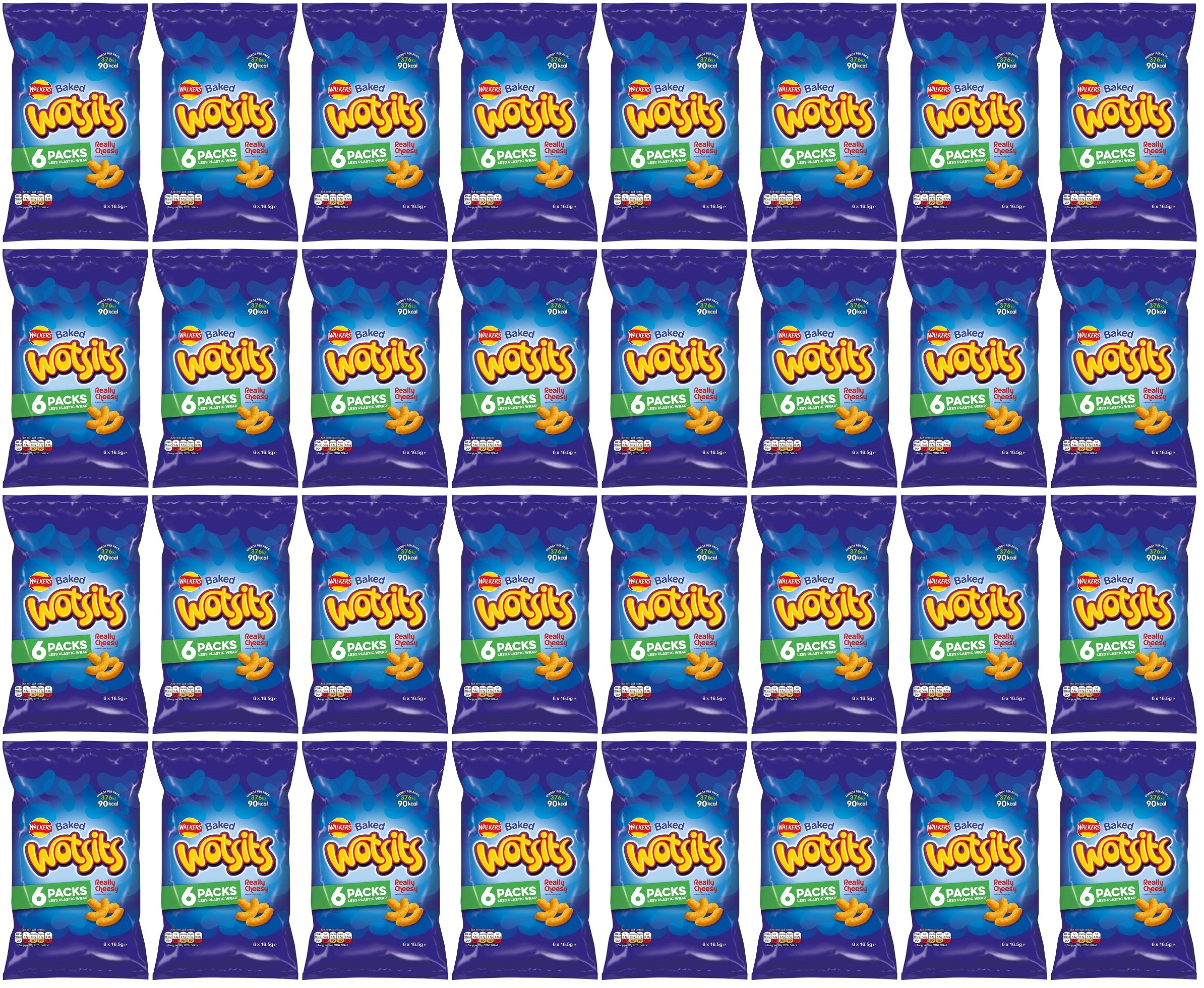 32 x Walkers Wotsits Really Cheesy Multipack Snacks Crisps 6X16.5G