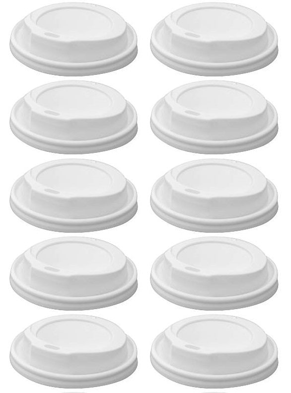 10 x Hot Cup Lid White 8Oz 80Mm 100Pk X 10