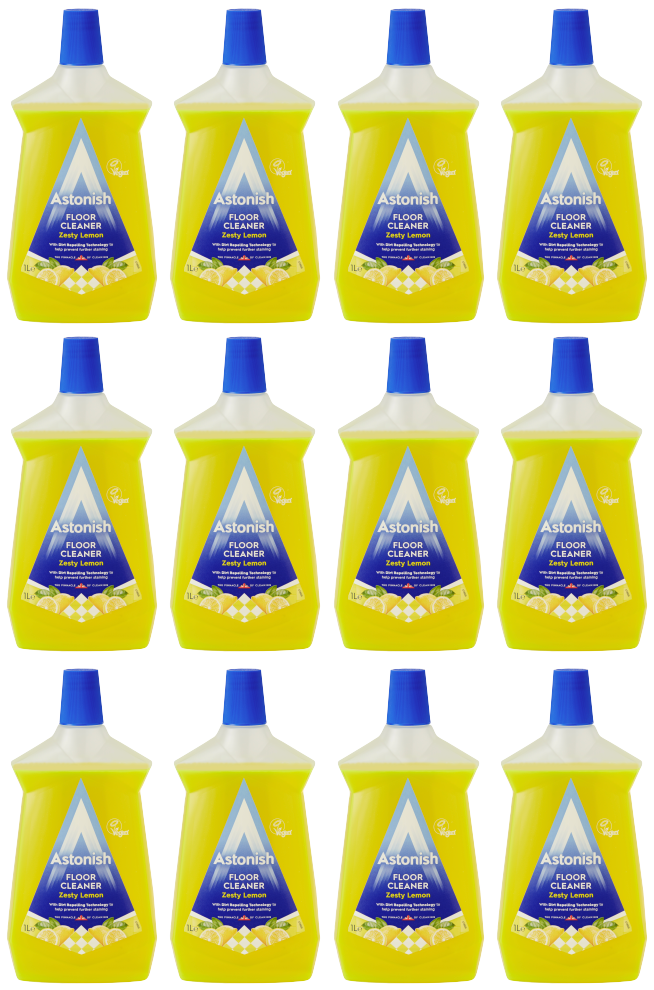 12 x Astonish Floor Cleaner Zesty Lemon 1 Litre