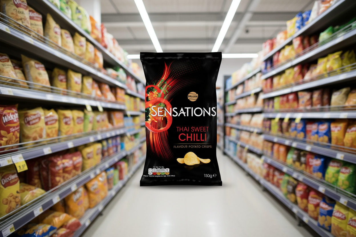 12 x Walkers Sensations Thai Sweet Chilli Sharing Bag Crisps 150G