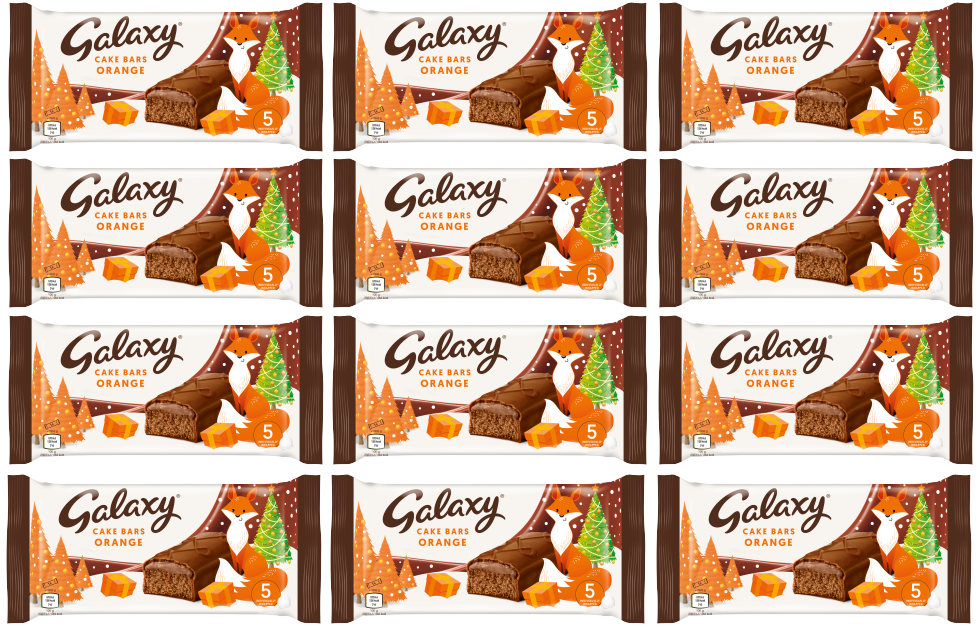 12 X Galaxy Orange Festive Cake Bars 5pk 143.7GM