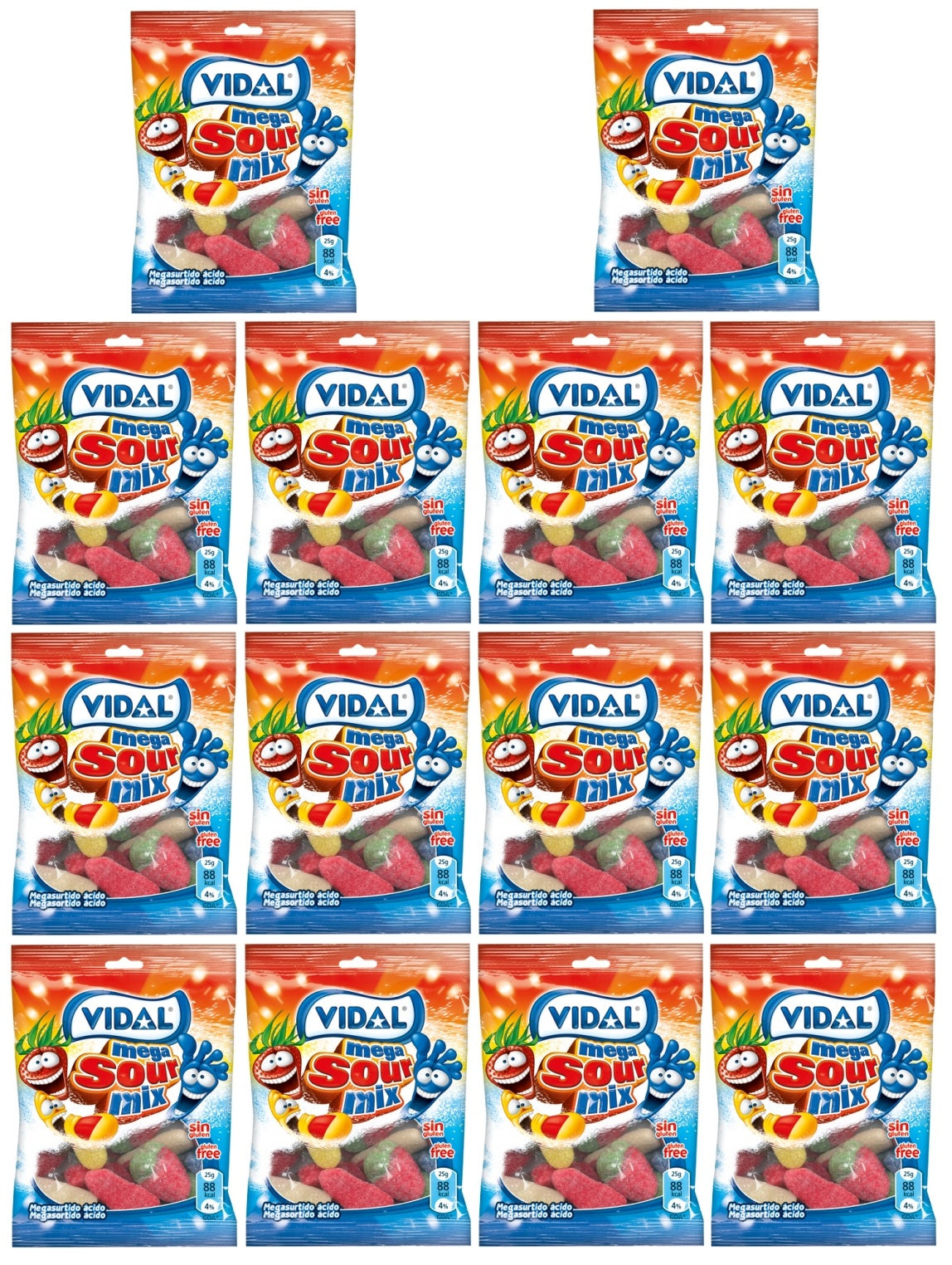 14 x Vidal Mega Sour Mix 90Gm