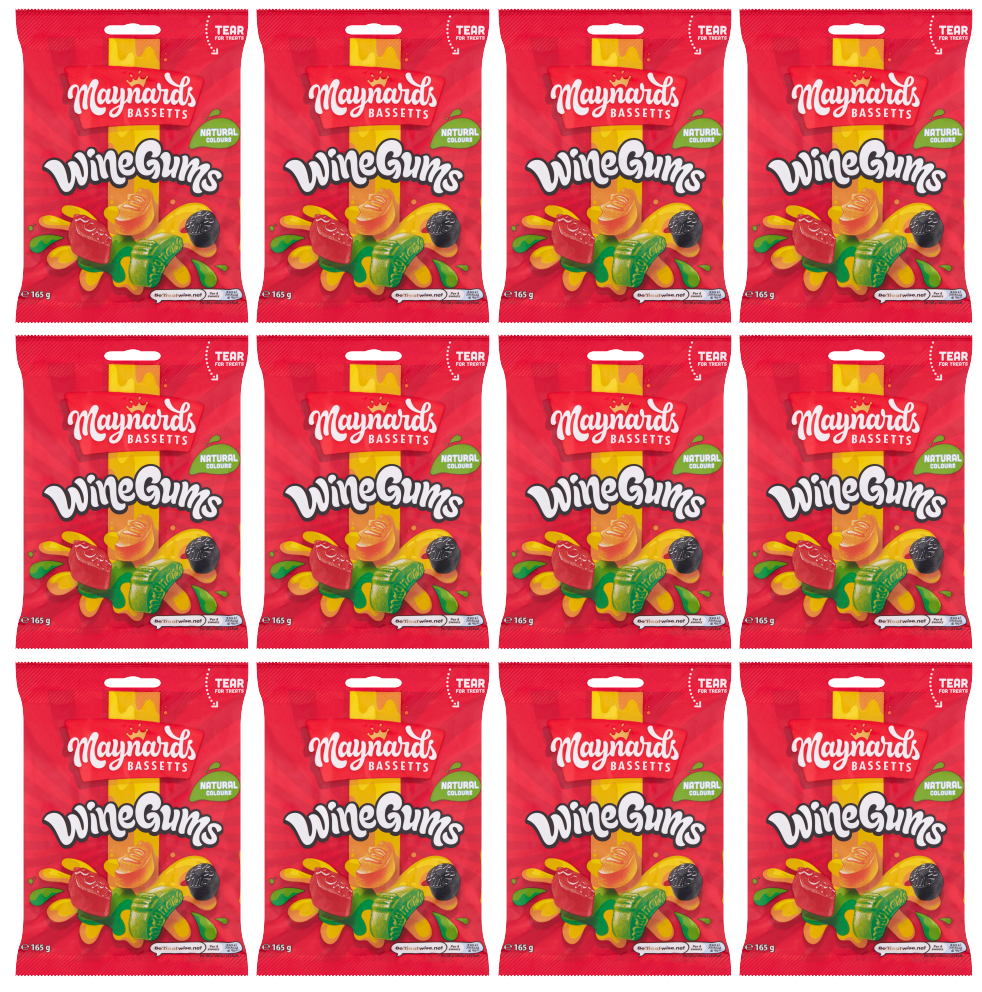 12 x Maynard Bassett Wine Gums - 165GM
