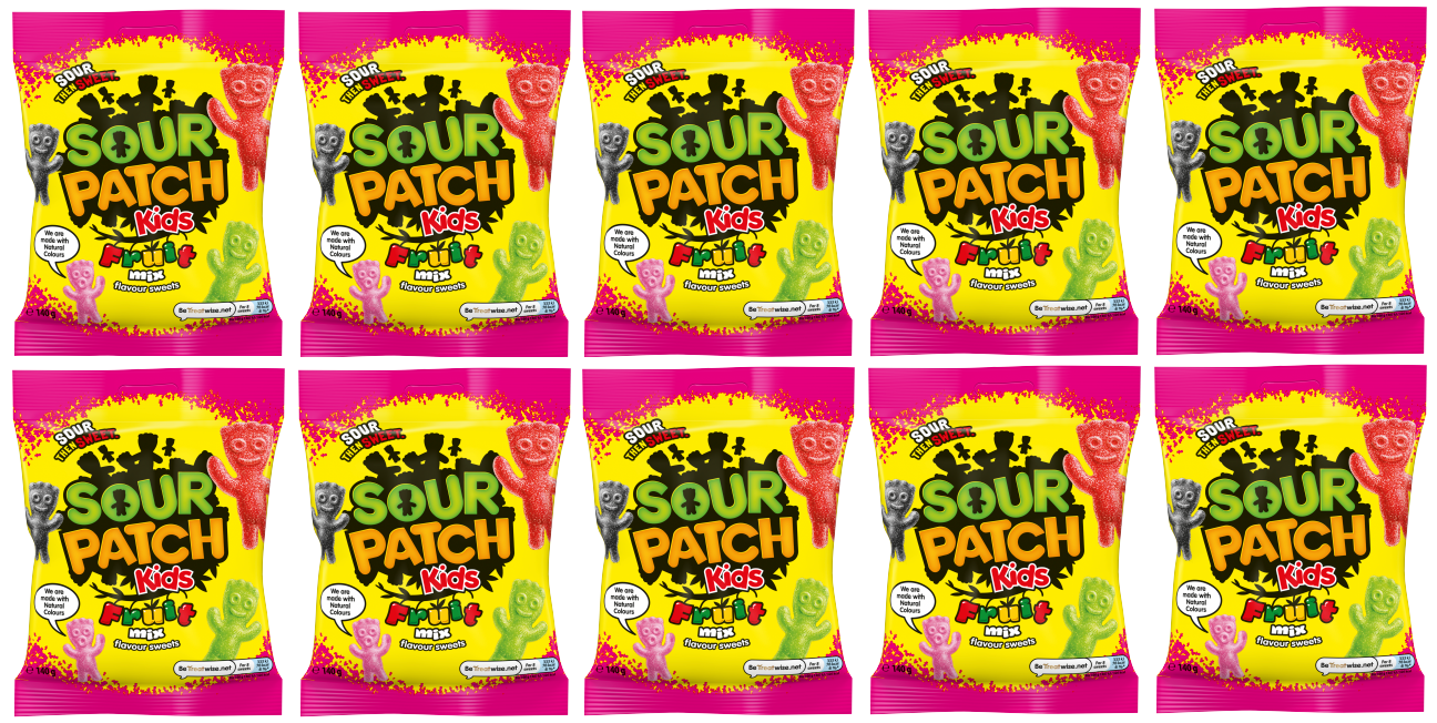 10 x Sour Patch Fruit Mix 10 Case 140Gm