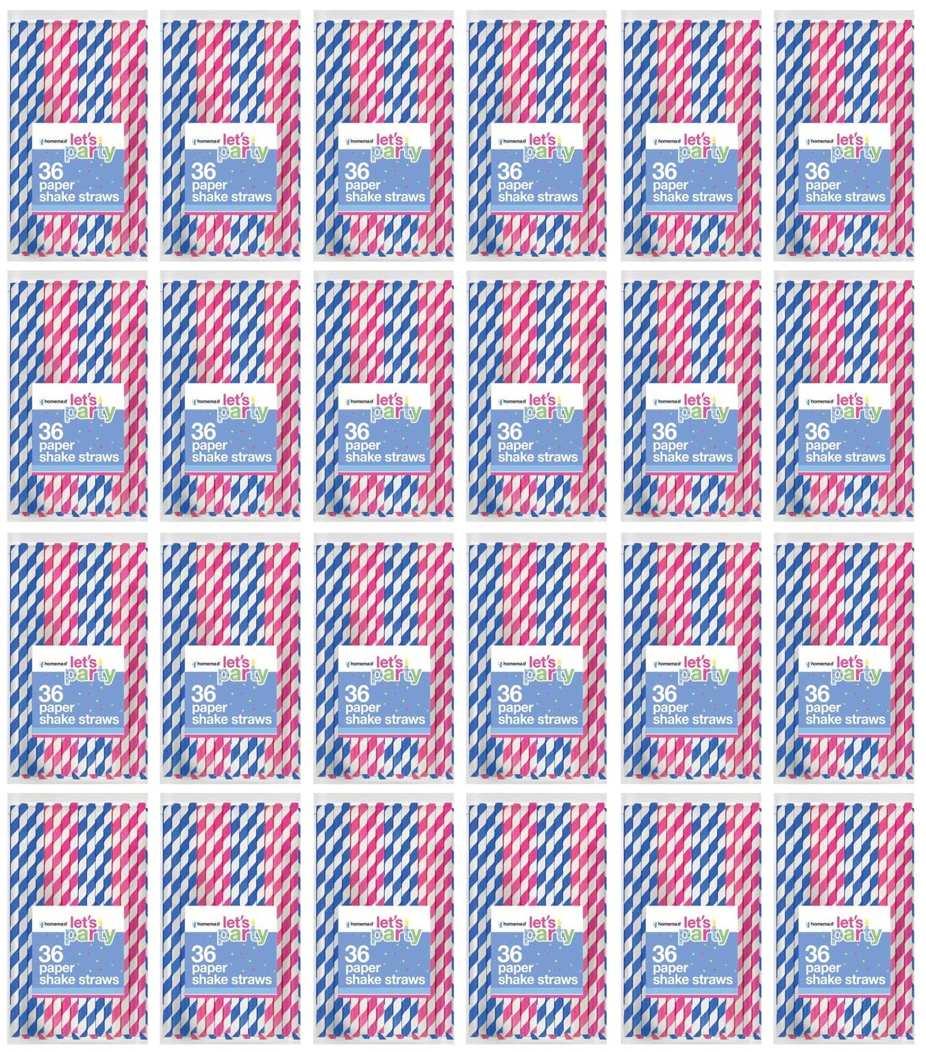 24 X Lets Party Striped Paper Straws 36 PACK