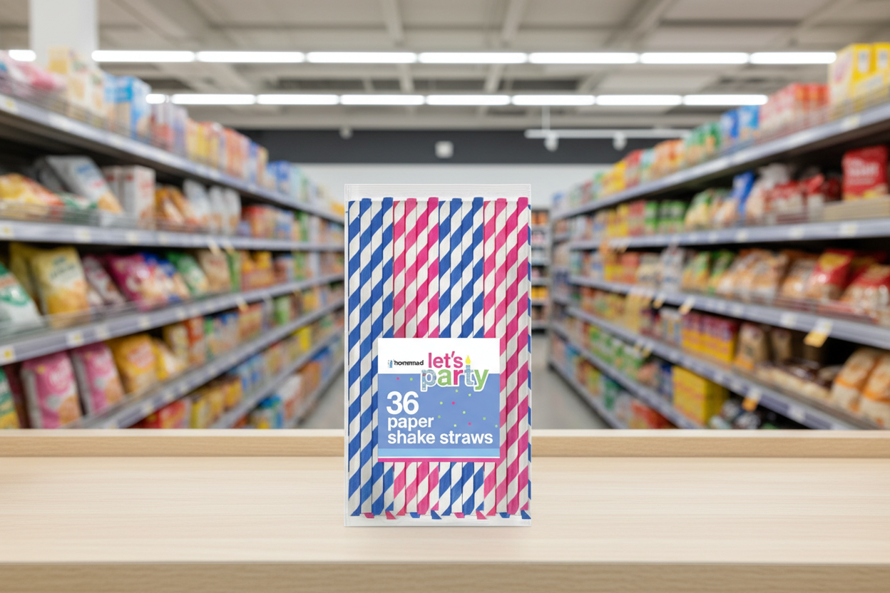 24 X Lets Party Striped Paper Straws 36 PACK