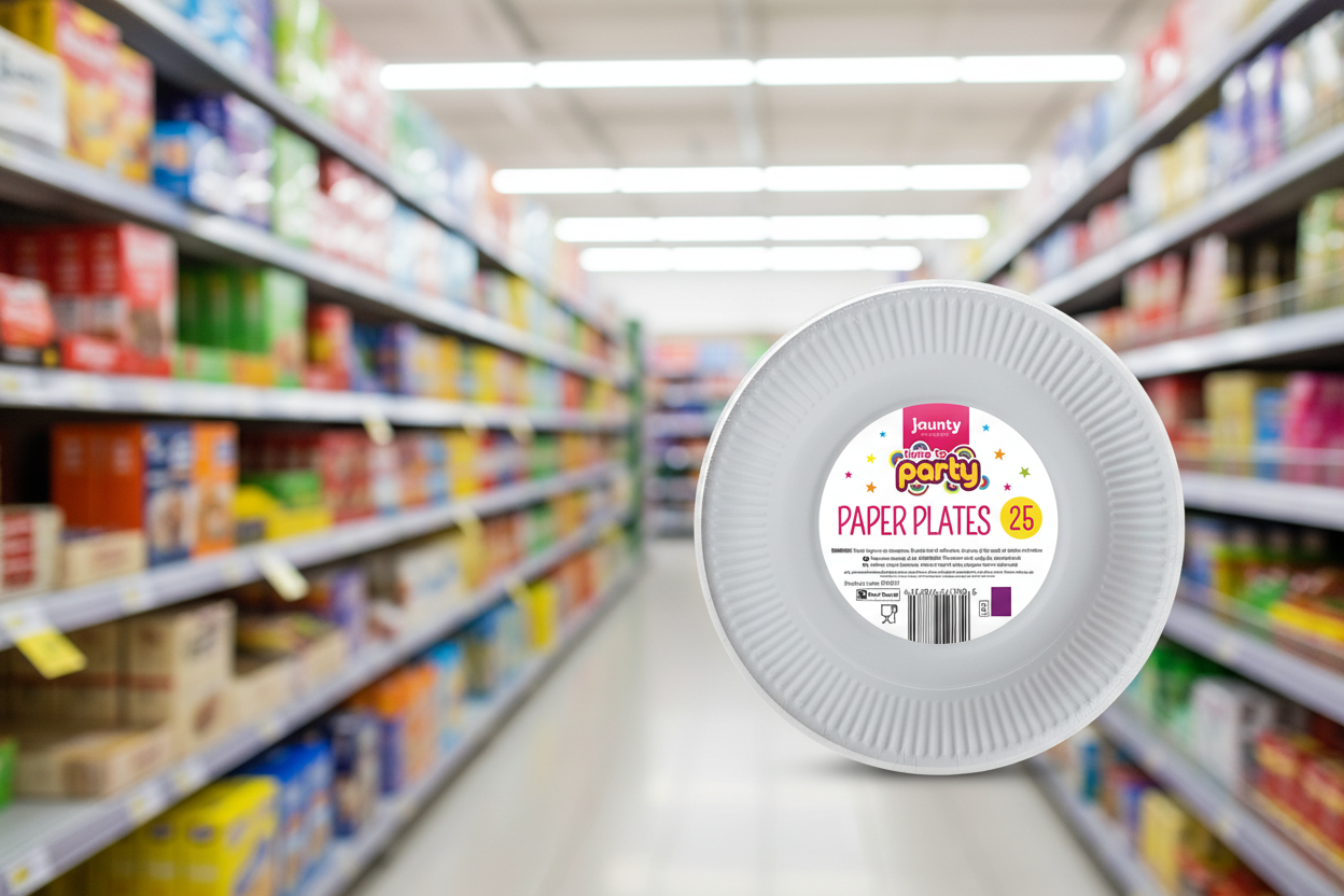 24 X Jaunty Paper Plates White 9 Inch 25 PACK