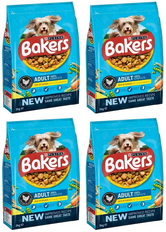 4 x Bakers Adult With Tasty Chicken & Country Vegetables 3Kg