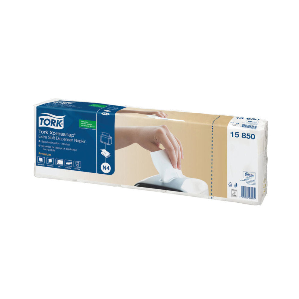 8 x Tork Xpressnap Ex Soft White Dispenser Napkin 2F 200Px5 N4