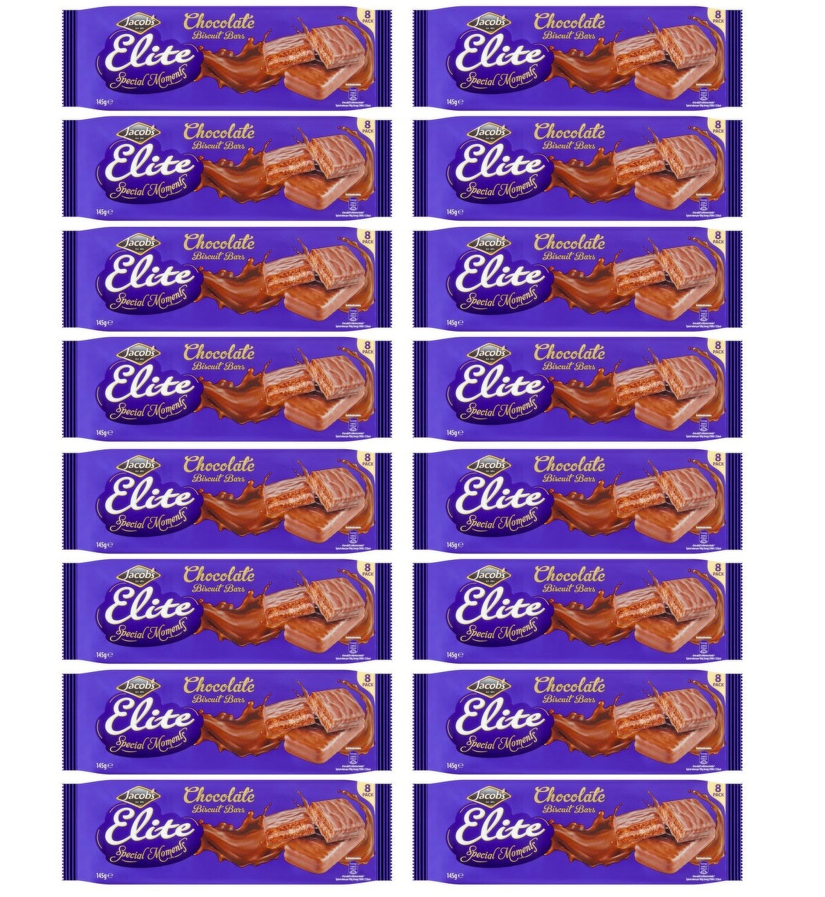 16 x Jacobs Elite Special Moments Chocolate Biscuit Bars 145G