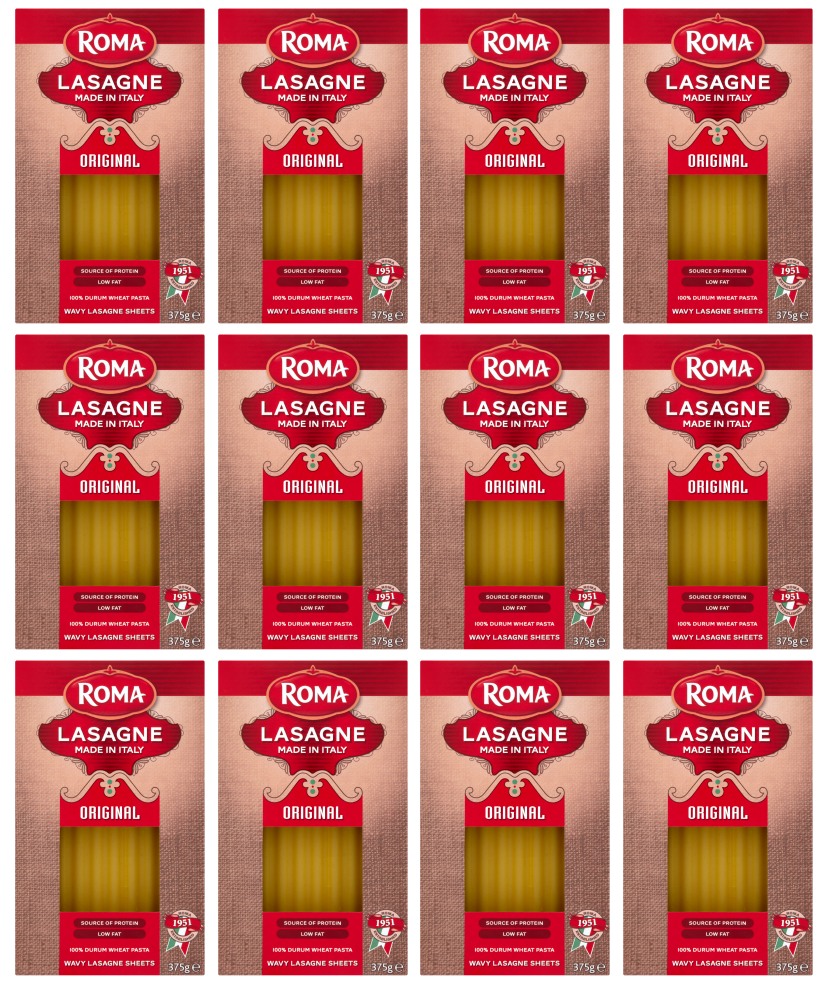 12 x Roma Lasagne Wavy Sheet 375Gm