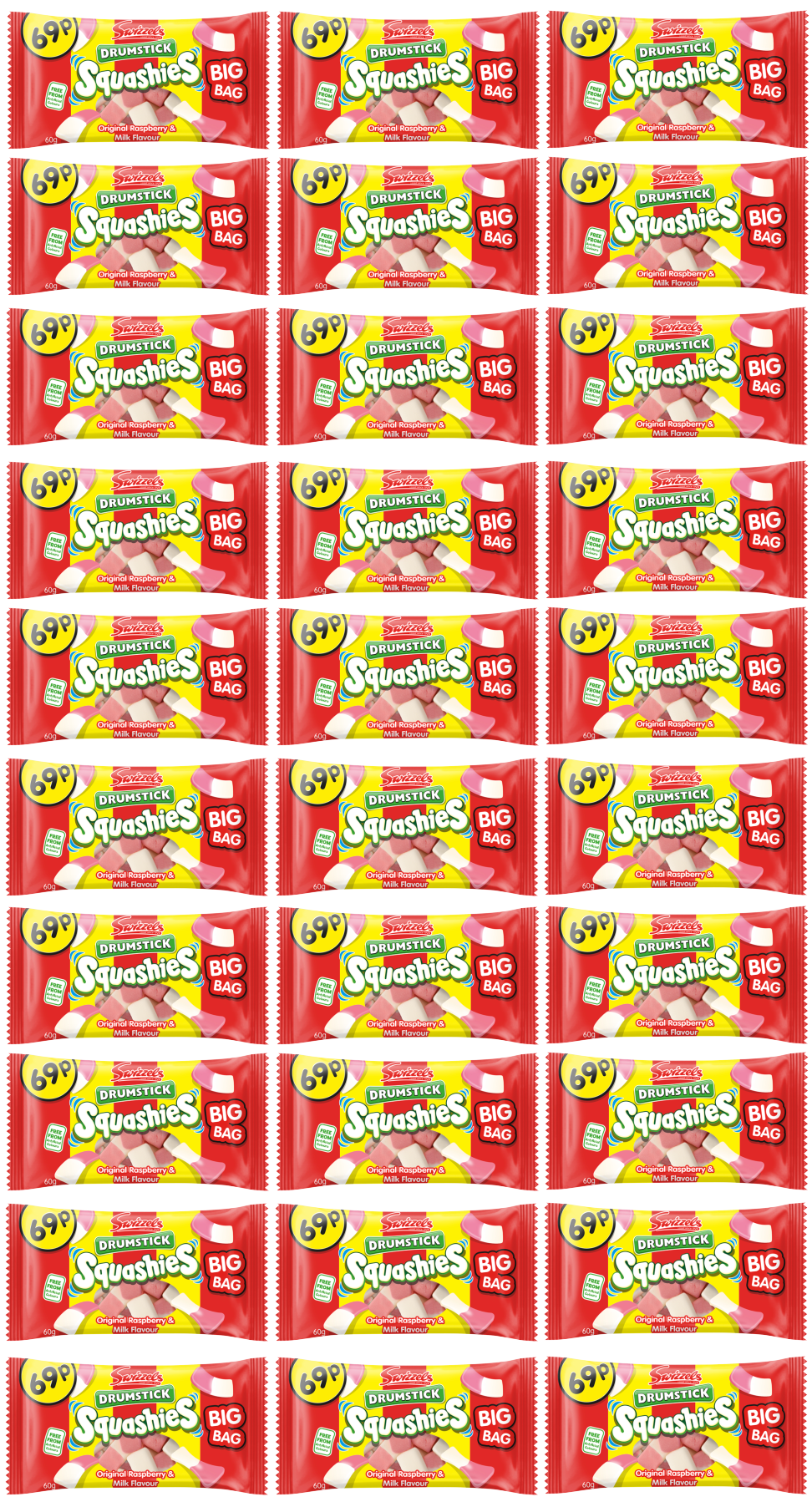 30 X Squashies Drumstick Original 60GM