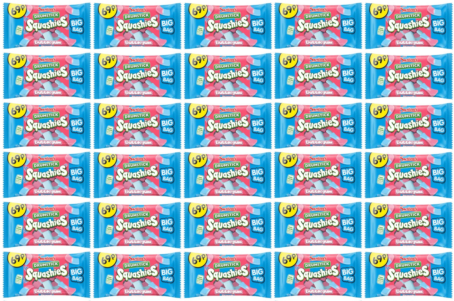 30 X Squashies Drumstick Bubblegum 60GM