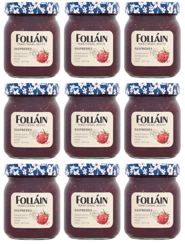 9 x Follain Traditional Recipe Raspberry Jam - 370G