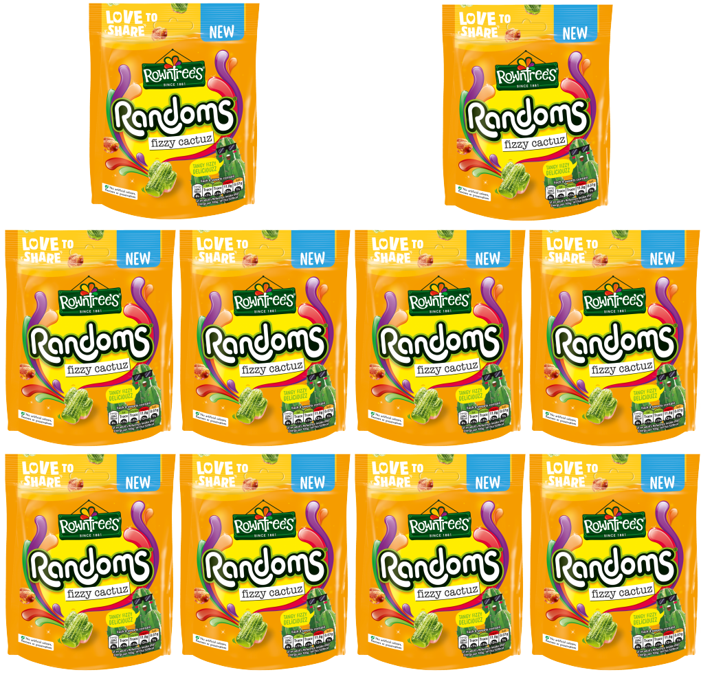 10 x Rowntrees Randoms Fizzy Cactuz Pouch - 130GM