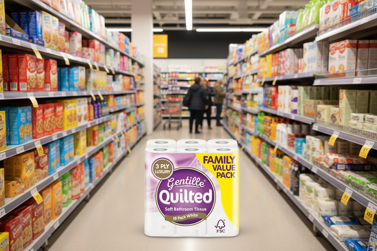 3 X Gentille Quilted Bathroom Tissue - 18 Pack