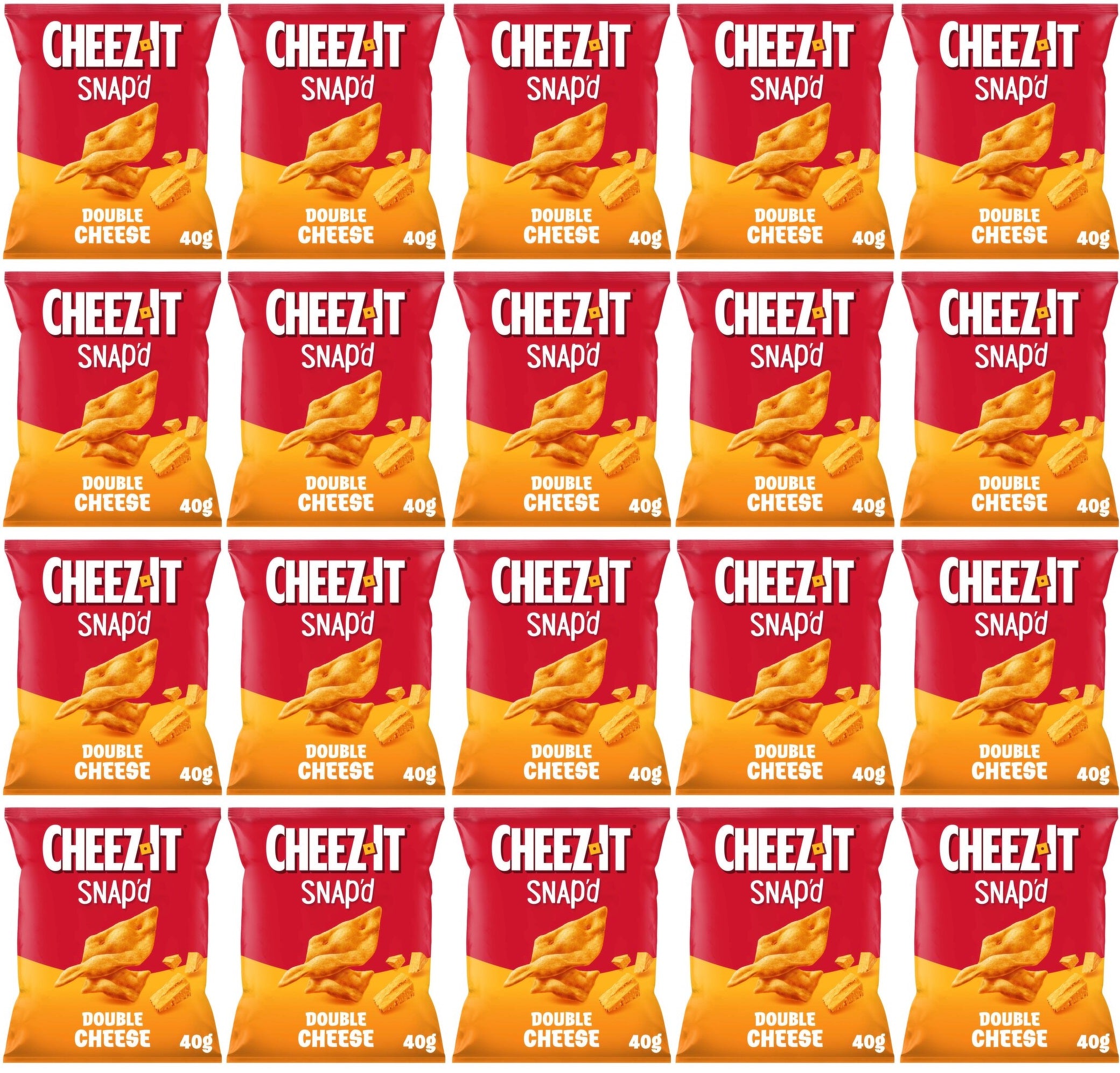 20 x Cheez-It Snap D Double Cheese Baked Snacks 40G
