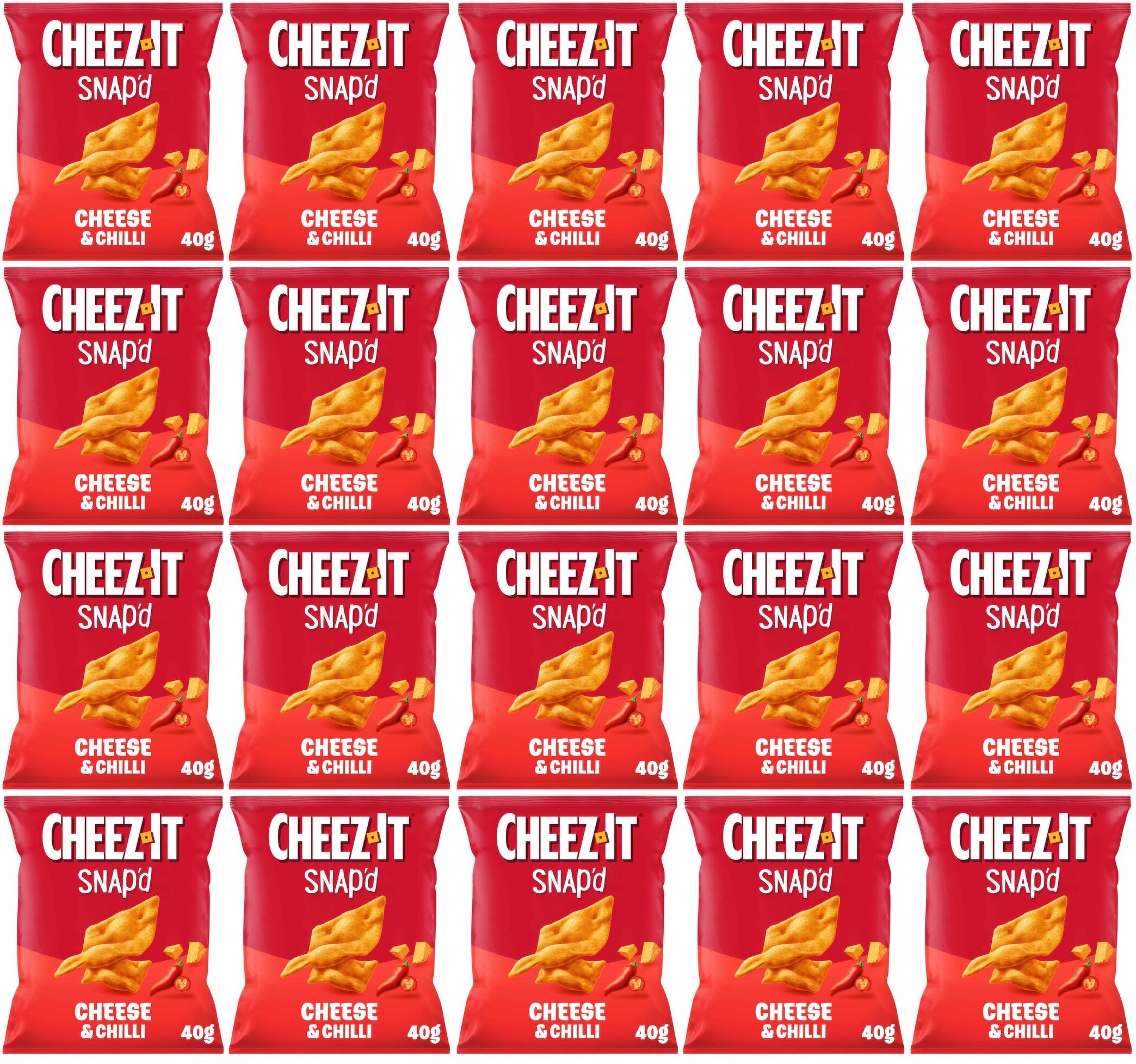 20 x Cheez-It Snap D Cheese & Chilli Baked Snacks 40G