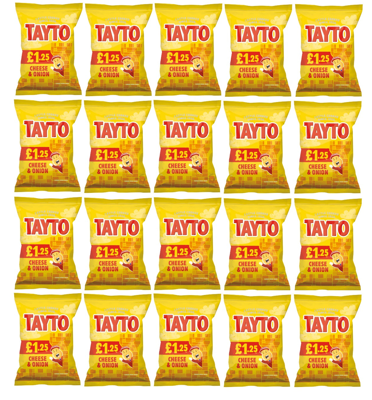 20 x Tayto Cheese & Onion Crisps - 65Gm