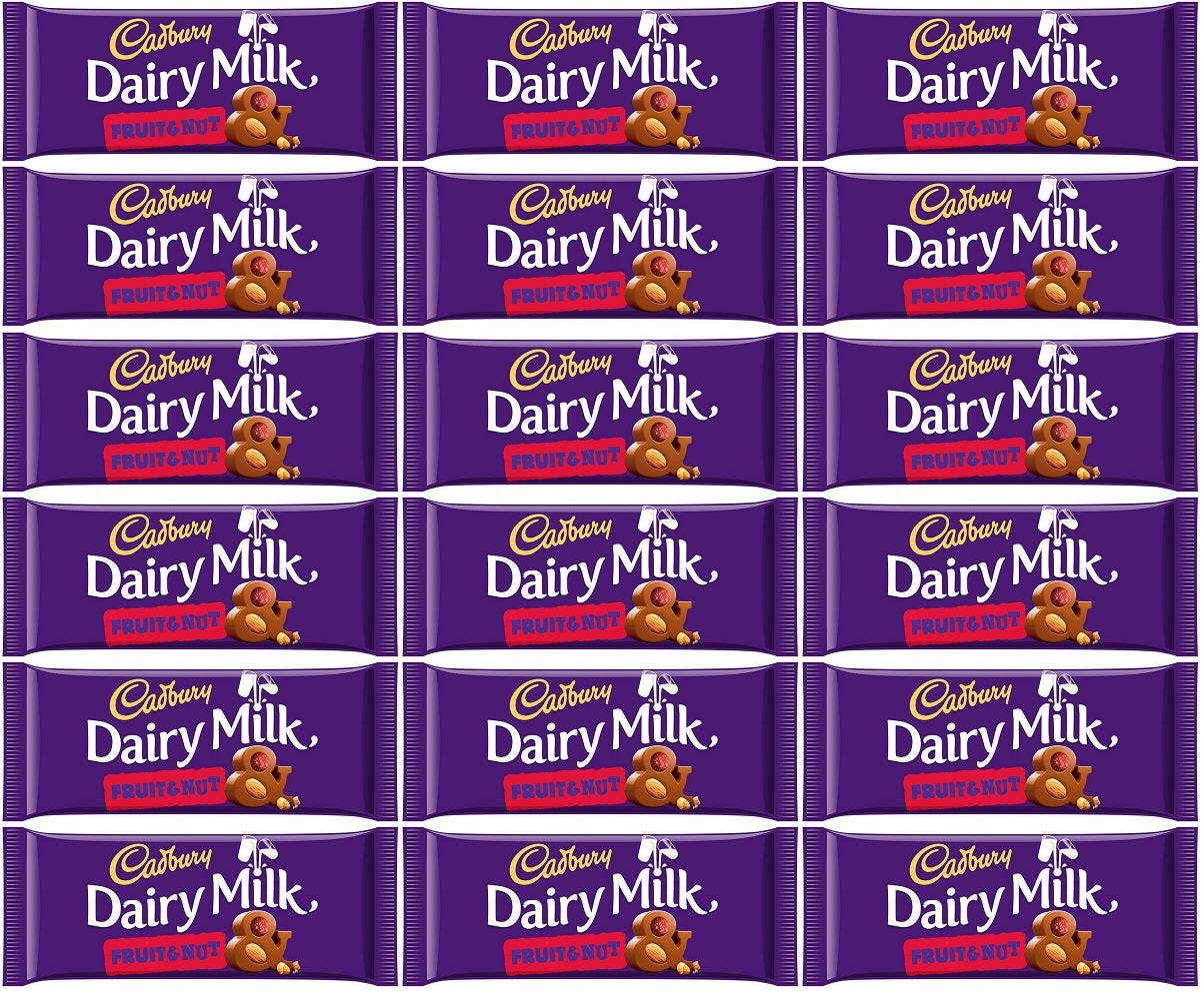18 x Cadbury Dairy Milk Fruit And Nut Chocolate Bar 110G