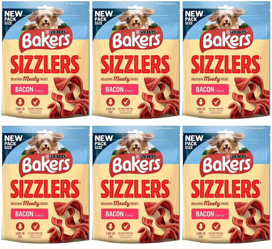 6 x Bakers Dog Treats Bacon Sizzlers 90G