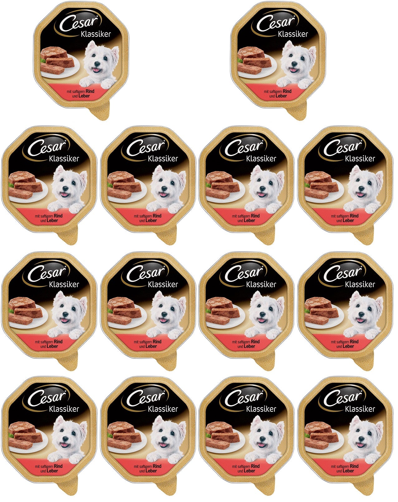 14 x Cesar Classic Terrine Dog Food Tray Chicken & Turkey In Loaf 150G