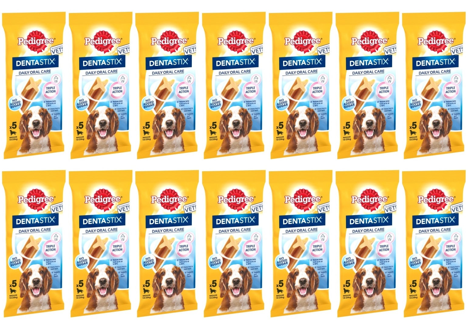 14 x Pedigree Dentastix Daily Oral Care Medium 10-25Kg 5 Sticks 128G
