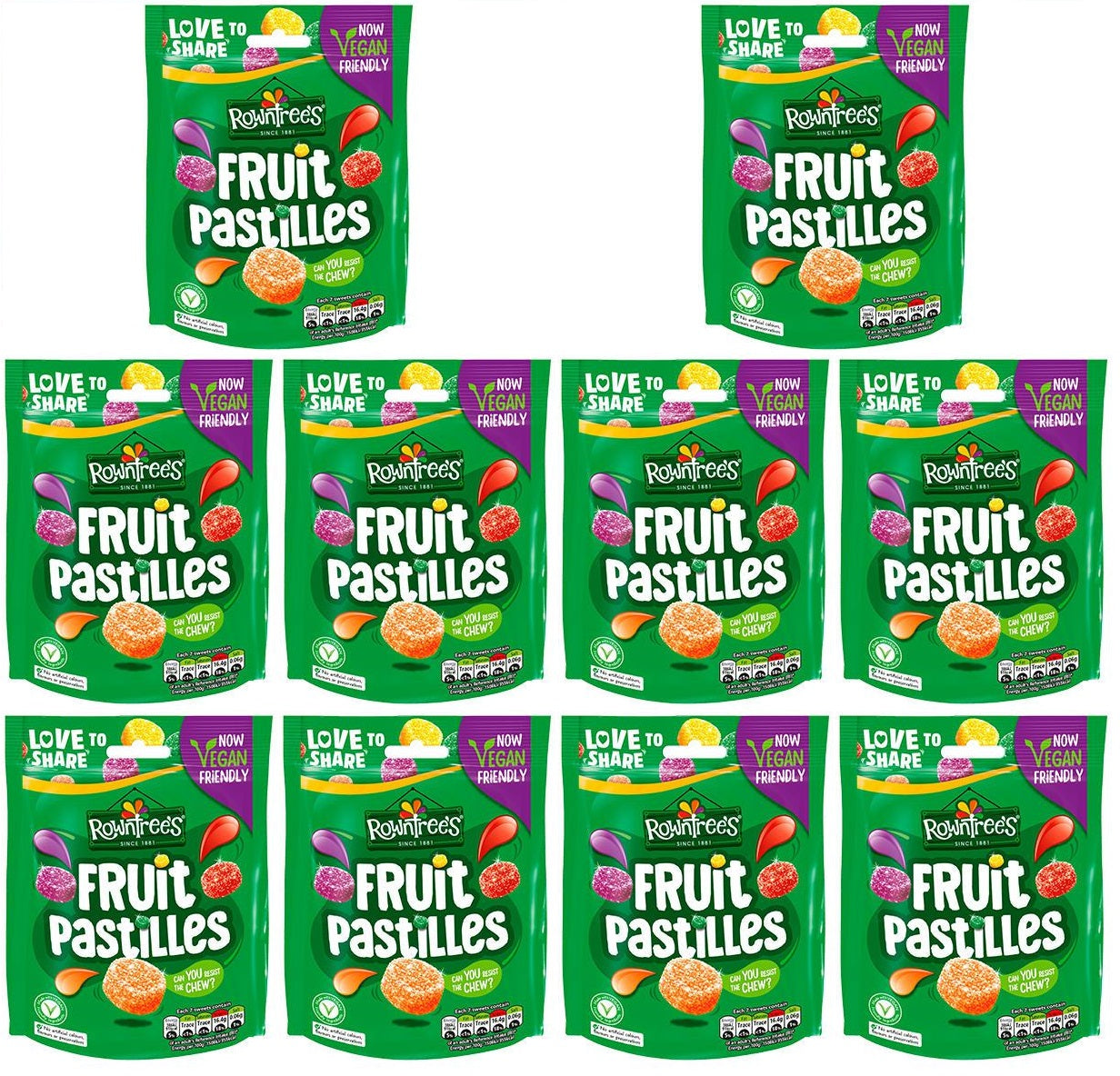 10 x Rowntree's Fruit Pastilles 143G