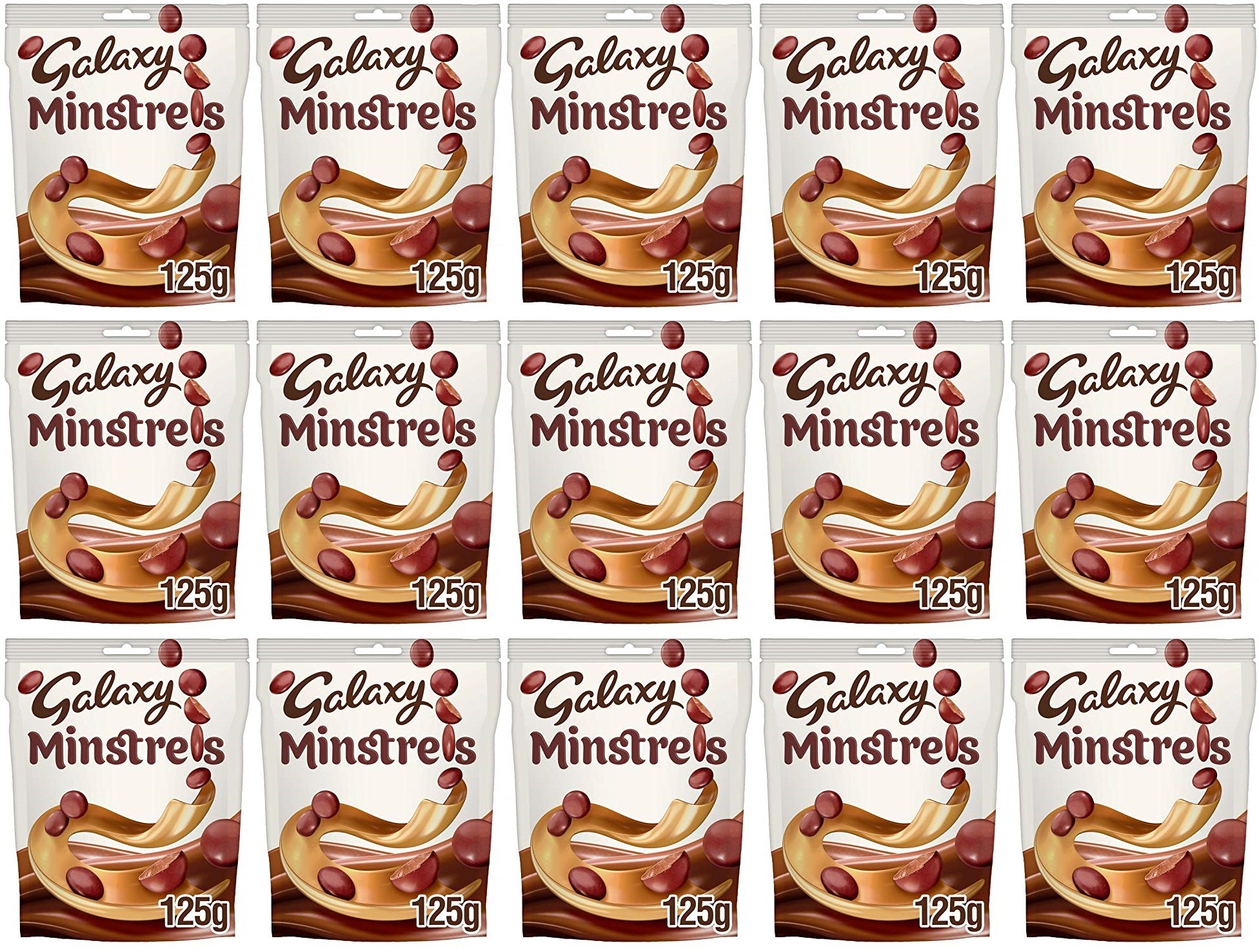 15 x Galaxy Minstrels Milk Chocolate Buttons Pouch Bag 125G