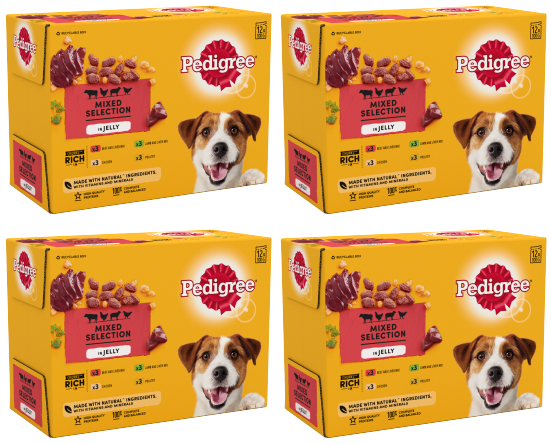 4 x Pedigree Pouch Mixed Selection In Jelly 12 X100G