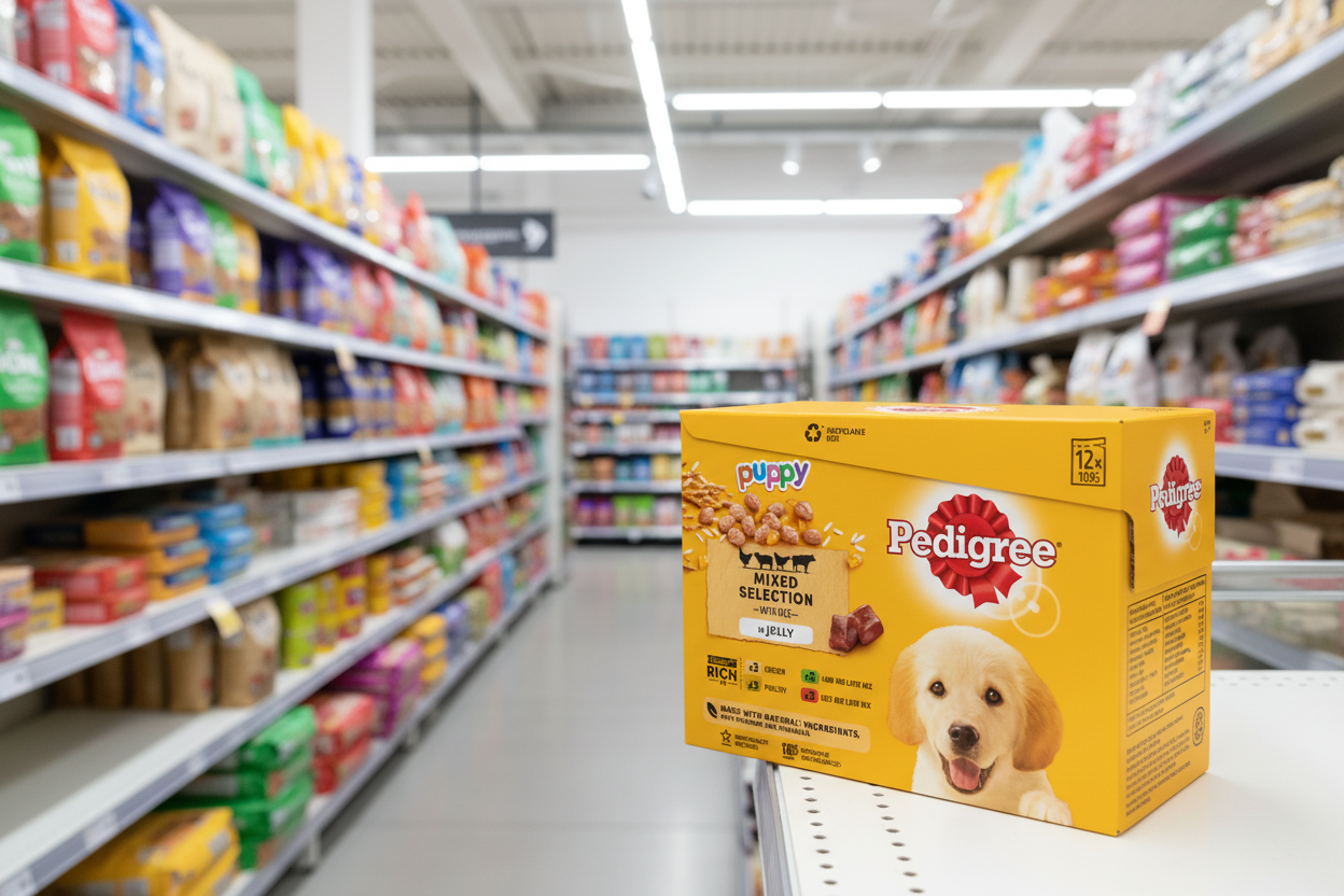 4 x Pedigree Puppy Pouches Mixed Varieties In Jelly 12 X100G