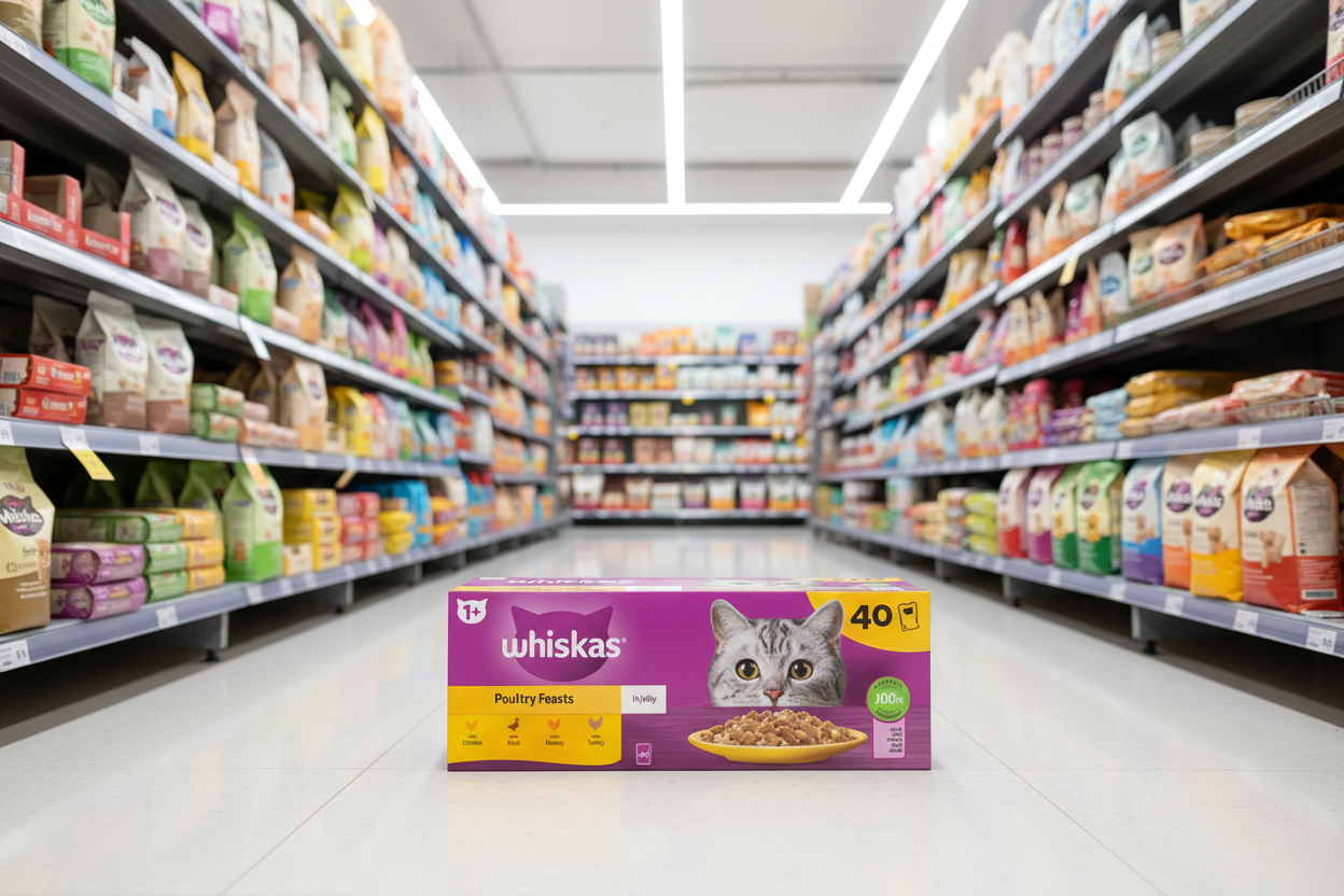 40 x Whiskas Cat 1+ Pouch Jelly Poultry Feasts (85Gm)