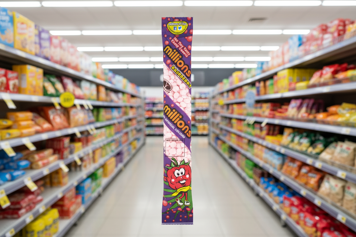 12 x Millions Tube Raspberry - 55GM