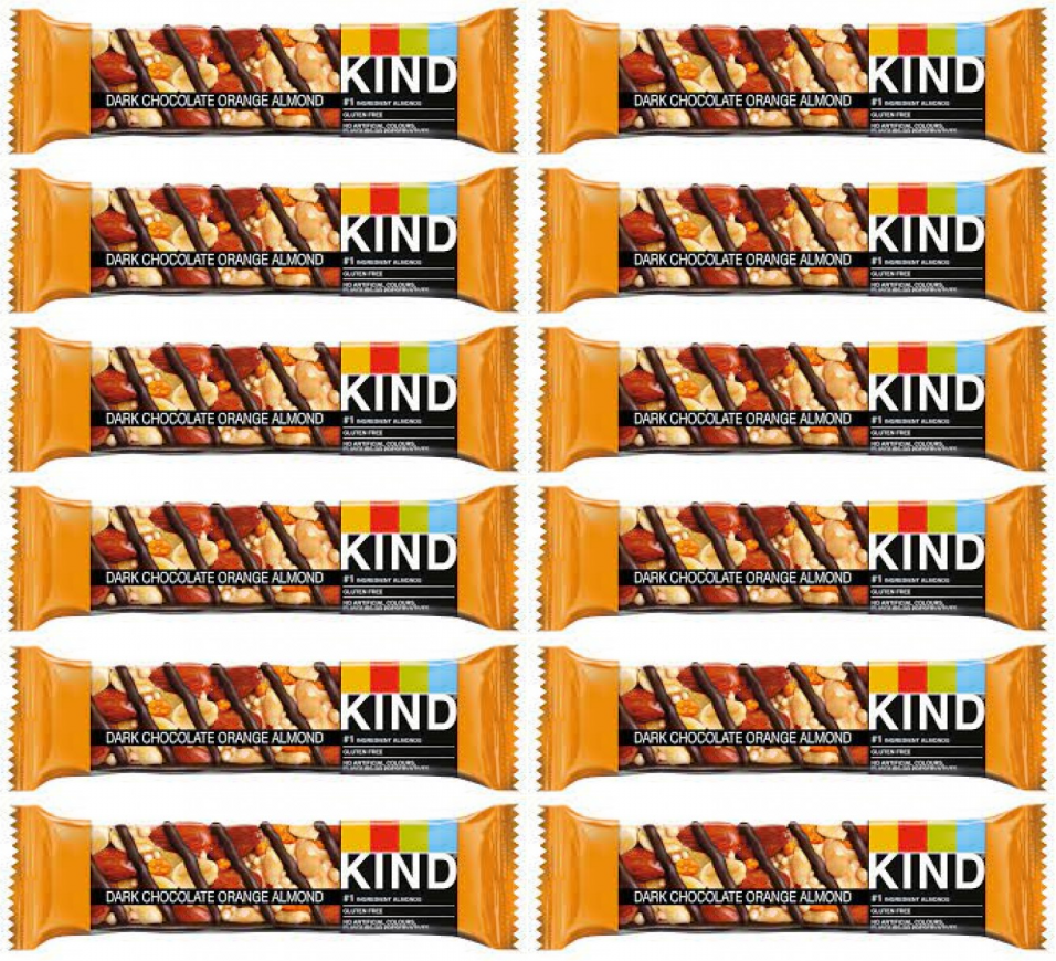 12 x Kind Dark Chocolate Orange Almond Snack Bar 40G
