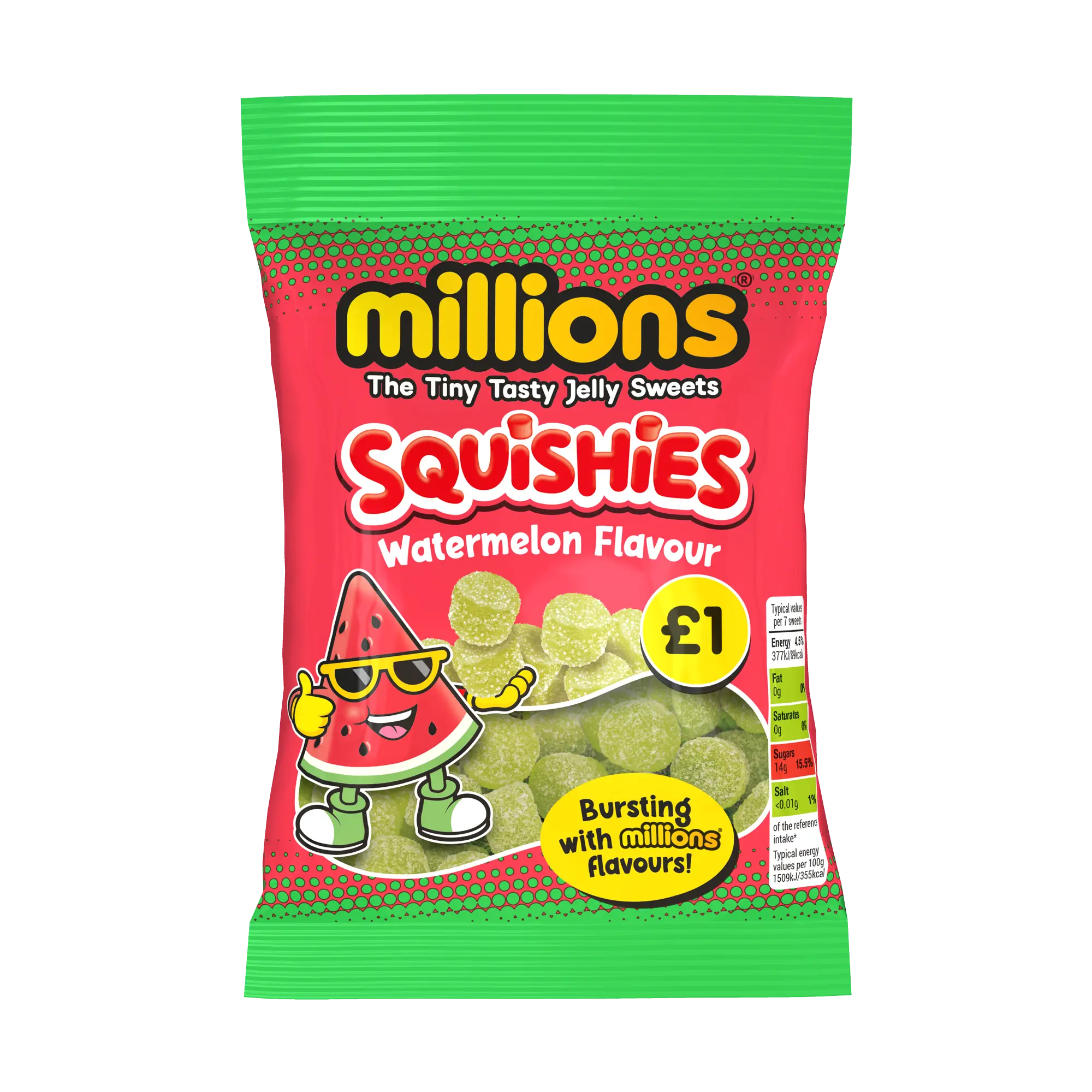 12 x Millions Squishies Watermelon Bag - 100GM