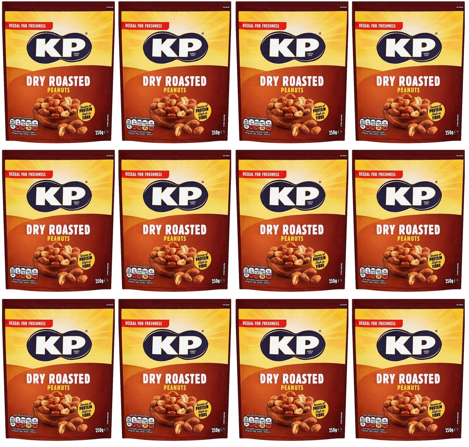 12 x Kp Dry Roasted Peanuts 250G