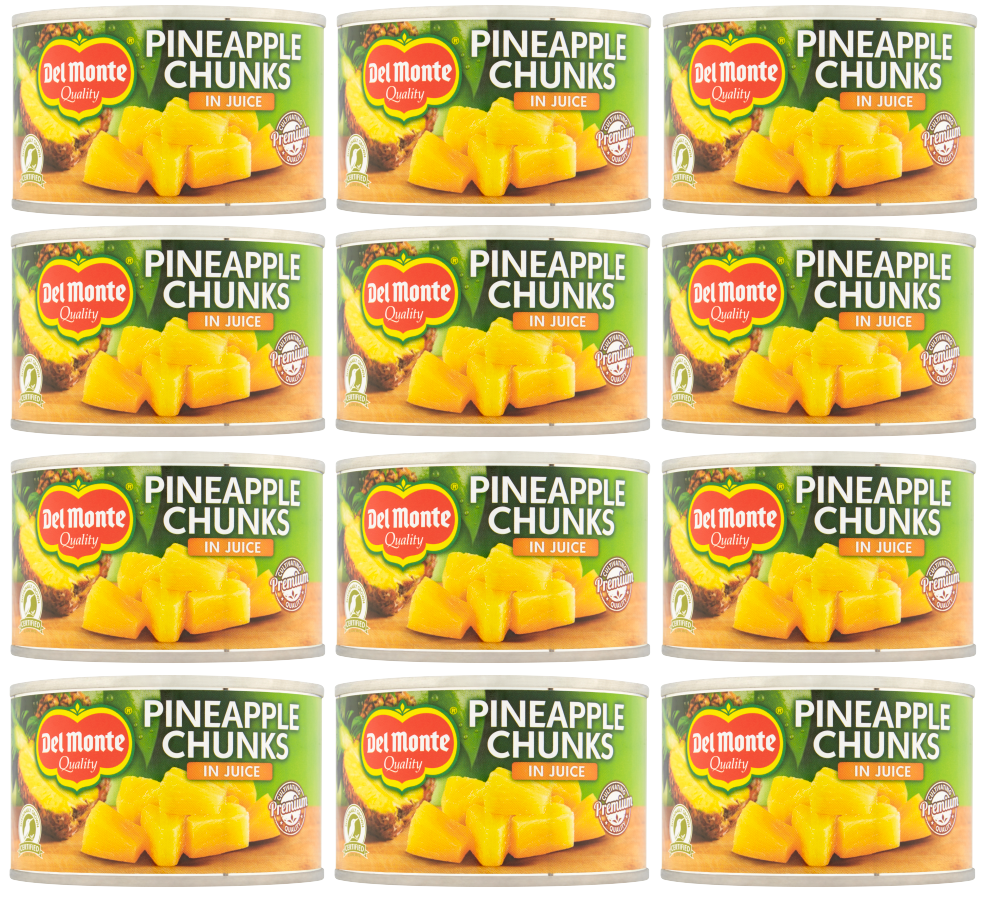 12 x Del Monte Pineapple Chunks In Juice 230Gm
