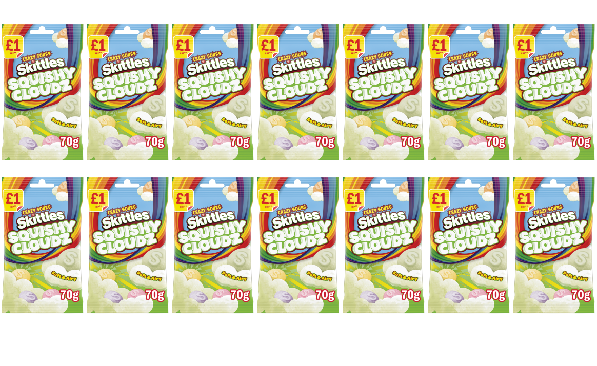 14 x Skittles Sour Squishy Cloud Treat Bag - 70GM