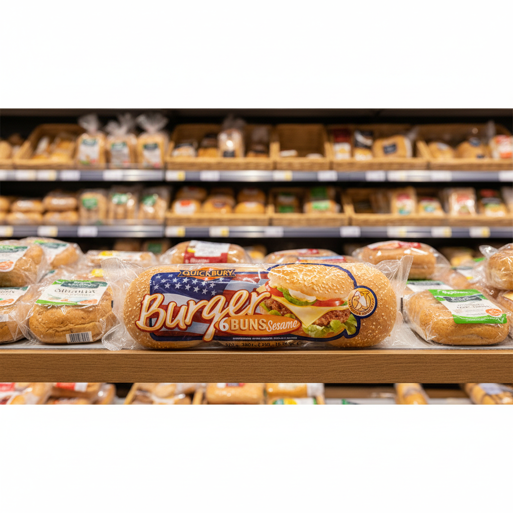 8 x Quickbury Burger 6 Buns Sesame 300G