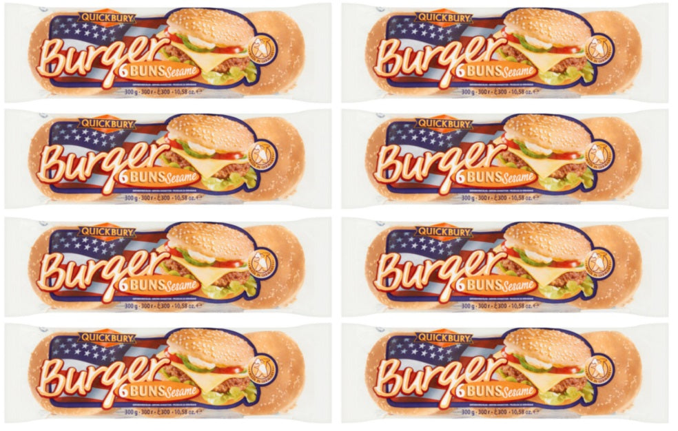 8 x Quickbury Burger 6 Buns Sesame 300G
